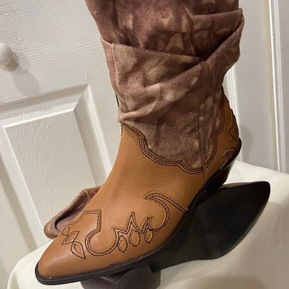 DIESEL BOOTS LEATHER/CANVAS  WESTERN COWGIRL RODEO SZ 8 RUGGED RARE ICONIC - Picture 5 of 12